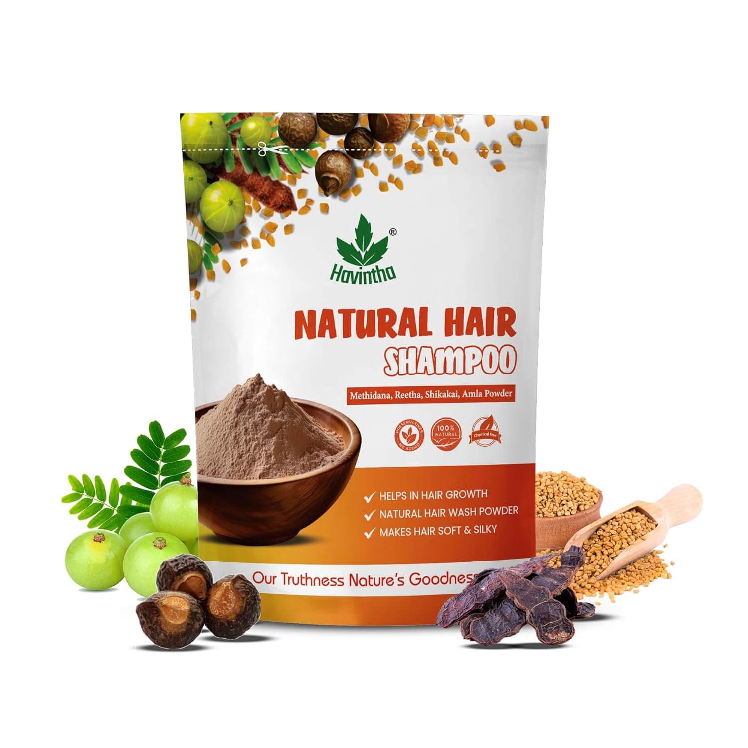 Natural herbal shampoo powder for hair growth
