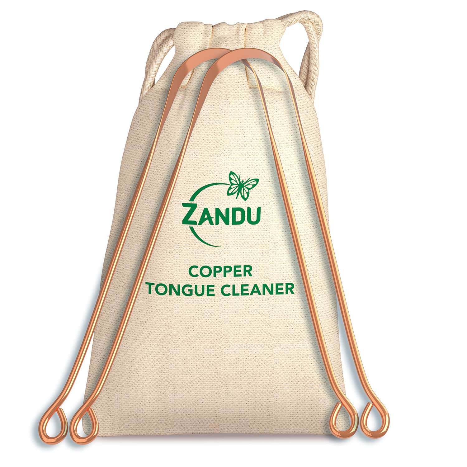 Copper tongue cleaner for oral hygiene and to remove dental plaque