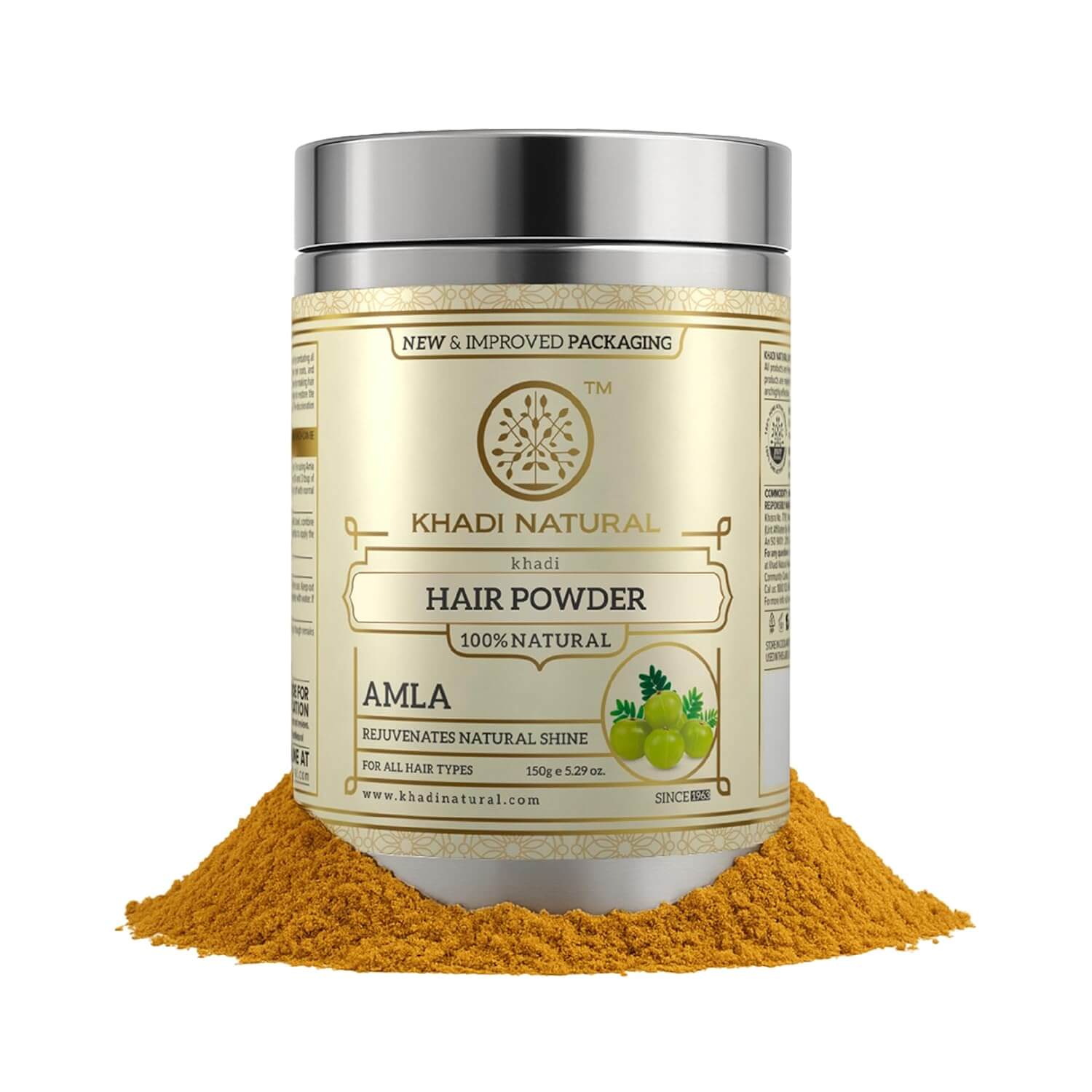 Organic Amla powder in a wooden bowl for hair growth and skin health