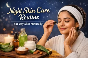 Night skin care routine using natural oils for dry skin